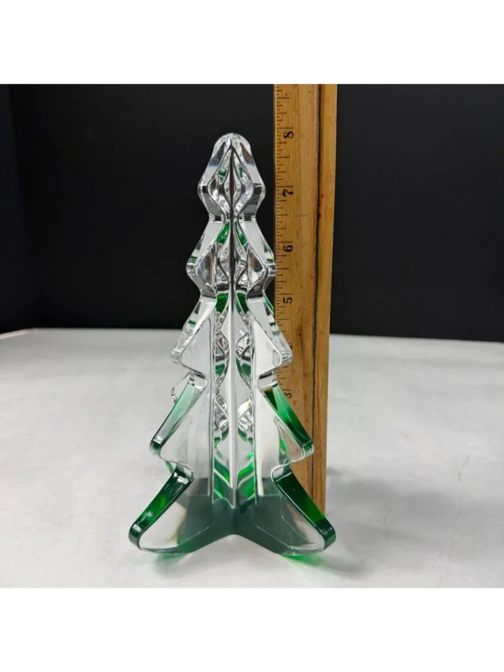 Vintage Mikasa Christmas Spirit Tree Clear & Green Crystal Glass Decor